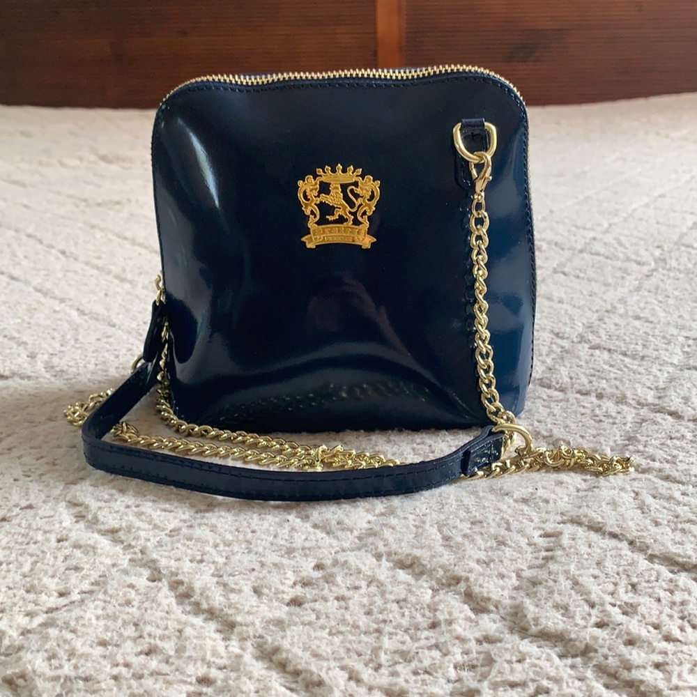 Women’s Pratesi (made in Italy) Blue Patent Leather Crossbody Bag